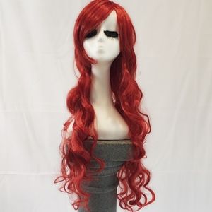 New Goddess length red curly wig cosplay